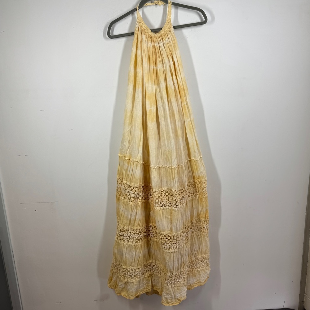 Jen’s Pirate Booty Yellow Tie Dye Cotton Waimea Boho Maxi Dress Size S - Picture 3 of 13